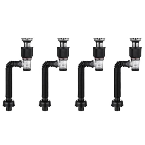 ClAZTyict 4X Badezimmer-Waschbecken-Abfluss-Set mit Flexiblem, Erweiterbarem P-Trap-Waschbecken-Abflussrohr, Geruchshemmendes Badezimmer-Waschbecken-Abflussrohr von ClAZTyict
