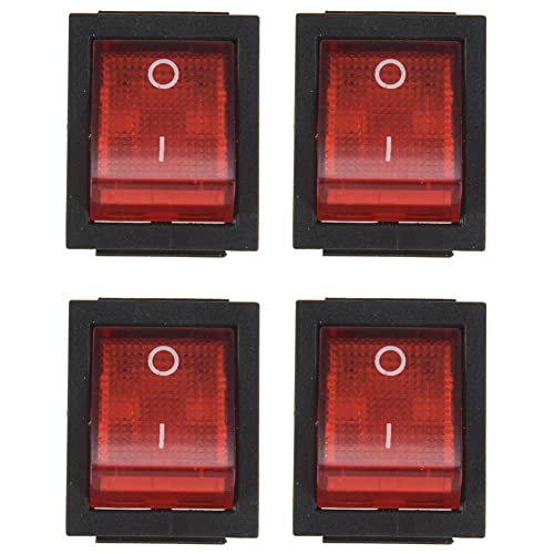 ClAZTyict 4X Rotlicht 4 Pin DPST ON/OFF Wippschalter 15A/250V 20A/125V AC 28X22mm von ClAZTyict