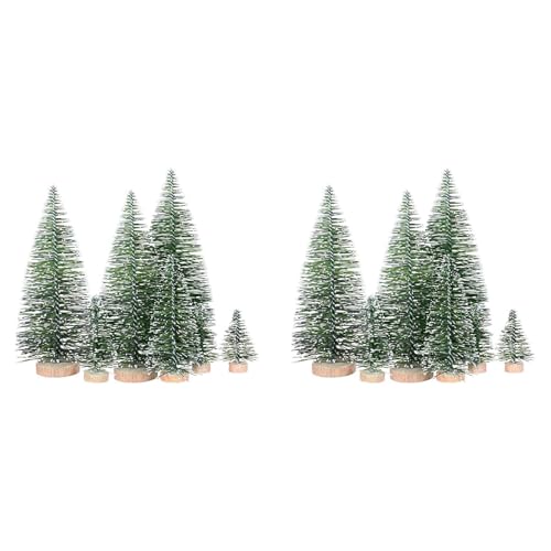 ClAZTyict 50 StüCk KüNstliche Miniatur-WeihnachtsbäUme in 5 GrößEn, mit Holzsockel für Dekoration, DIY, Party, Dekoration, Kunsthandwerk. von ClAZTyict