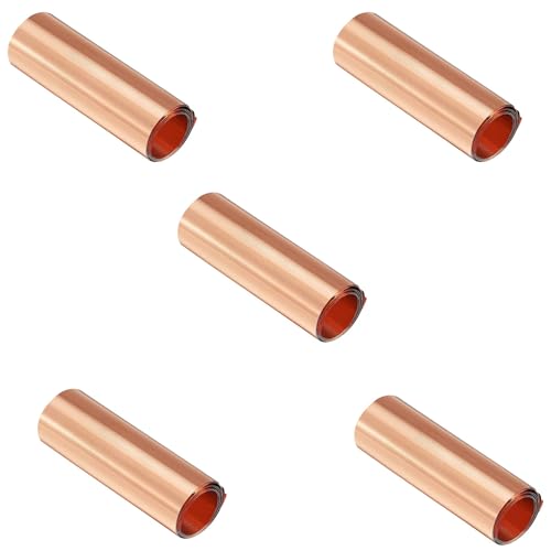 ClAZTyict 5X Kupfer Blech Rolle, Metall Folien Platte 1000 mm X 100 mm X 0,01 mm von ClAZTyict