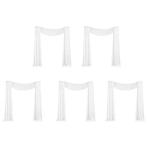 ClAZTyict 5X Stoff zum Drapieren Von Hochzeitsbögen, 1 Stoffbahn, 75 cm X 6 M, Weißer, Durchsichtiger Chiffonvorhang für die Hochzeitszeremonie von ClAZTyict