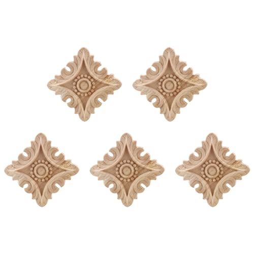 ClAZTyict 5X Vintage Unlackiertes Geschnitzt Ecke Onlay Applikation Rahmen Hintergrund Wohnmöbel Wand Schrank Tür Dekoration von ClAZTyict