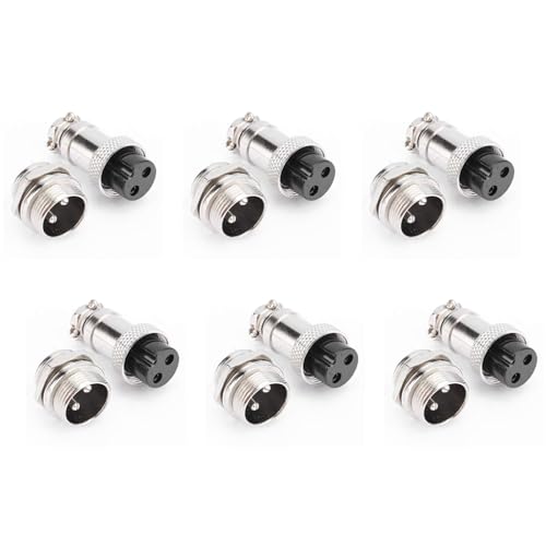 ClAZTyict 6X GX16 Aviation Verbinder 2-Poliger 400-V Schrauben Typ Stecker und Buchse Stecker Kabel Anschluss Aviation Stecker Sockel Verbinder von ClAZTyict