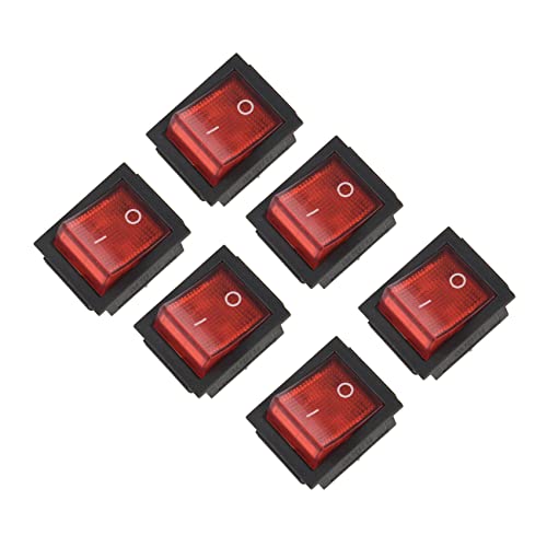 ClAZTyict 6X Rotlicht 4 Pin DPST ON/OFF Wippschalter 15A/250V 20A/125V AC 28X22mm von ClAZTyict