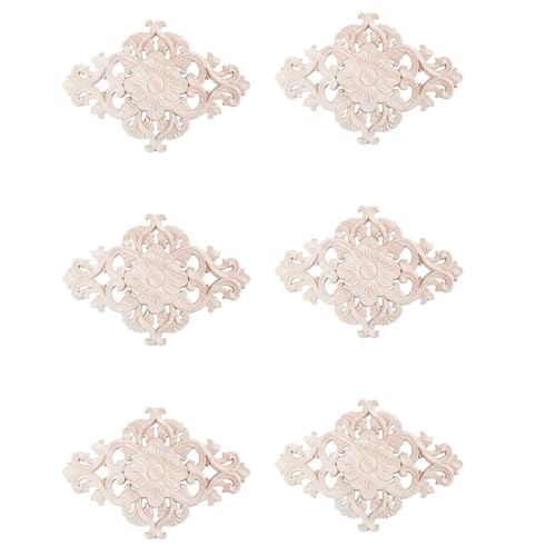 ClAZTyict 6X Viele Geschnitzt Lange Onlay Applique Unbemalte BlumenwäNde SchräNke TüR Typ: 21X15Cm von ClAZTyict