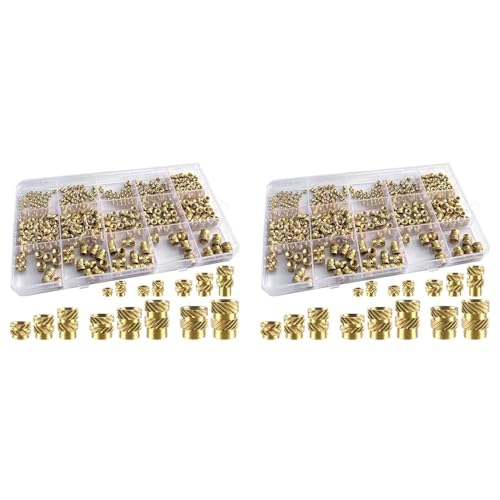 ClAZTyict 800 Stück Gewindeeinsätze, M2/M2,5/M3//M5/M6 Gewinde-Rändelmuttern-Sortimentssatz, Heatset-Einsatz für Den Kunststoff-3D-Druck von ClAZTyict