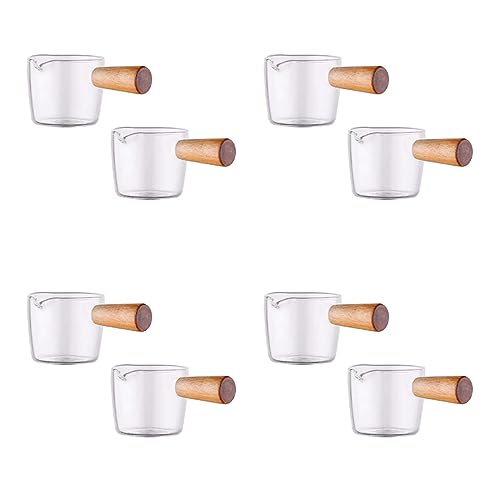 ClAZTyict 8PCS Transparenter Glasweißer mit Holzgriff, Mini-Kaffee-Milchweißer-. 50Ml von ClAZTyict
