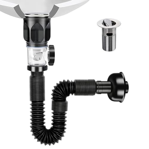 ClAZTyict Abfluss-Set für Badezimmerwaschbecken mit Flexiblem P-Trap-Abflussrohr für Waschbecken, Geruchshemmend für das Abflussrohr Des Badezimmerwaschbeckens von ClAZTyict