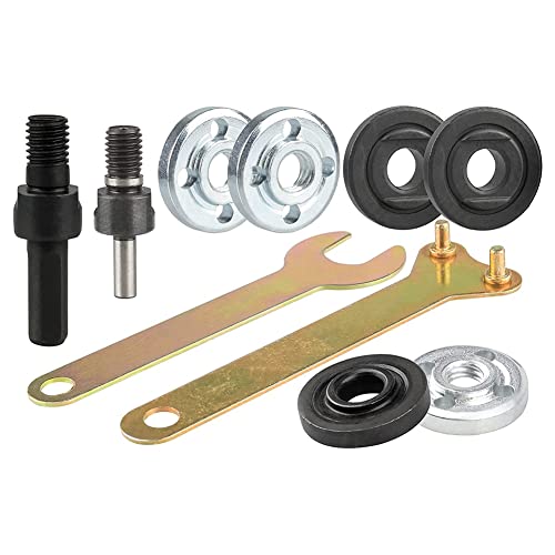 ClAZTyict Bohrer Winkelschleifer Adapter mit Flanschmuttern Teilesatz, 3 SäTze Ersatzschleifer Flanschmuttern und SchraubenschlüSsel Umwandlungswerkzeug von ClAZTyict