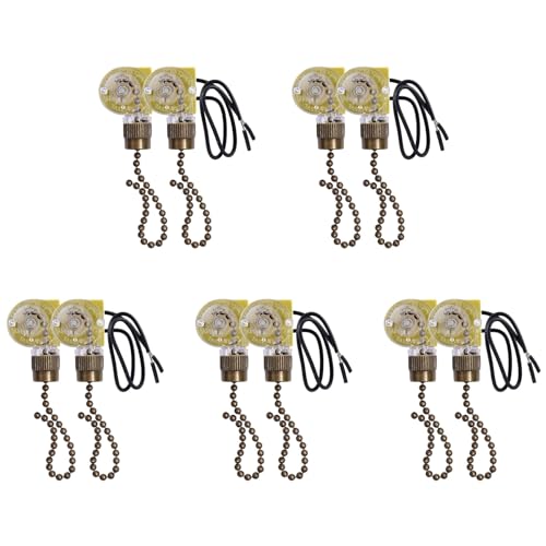 ClAZTyict Deckenventilator-Lichtschalter ZE-109 Zweidraht-Lichtschalter mit ZugschnüRen für Deckenleuchten, Ventilatoren, Lampen, 10 StüCk, Bronze von ClAZTyict