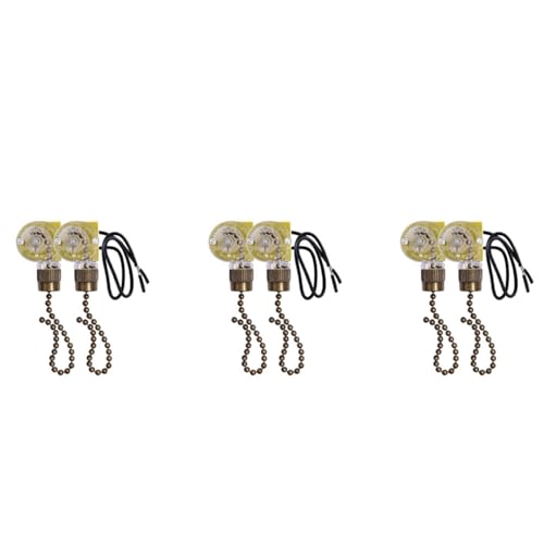 ClAZTyict Deckenventilator-Lichtschalter ZE-109 Zweidraht-Lichtschalter mit ZugschnüRen für Deckenleuchten, Ventilatoren, Lampen, 6 StüCk, Bronze von ClAZTyict