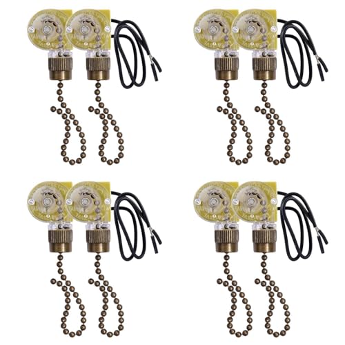 ClAZTyict Deckenventilator-Lichtschalter ZE-109 Zweidraht-Lichtschalter mit ZugschnüRen für Deckenleuchten, Ventilatoren, Lampen, 8 StüCk, Bronze von ClAZTyict