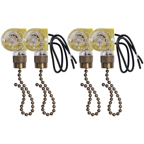 ClAZTyict Deckenventilator-Lichtschalter ZE-109 Zweidraht-Lichtschalter mit Zugschnüren für Deckenleuchten, Ventilatoren, Lampen, 4Stück, Bronze von ClAZTyict