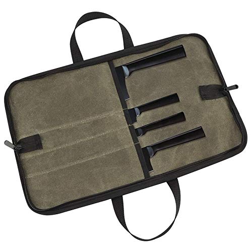 ClAZTyict Messer Tasche (4 SteckpläTze), Messer Tasche Gewachst Segeltuch Roll Aufbewahrung Messer Tragen Tasche für MäNner & Frauen GrüN von ClAZTyict