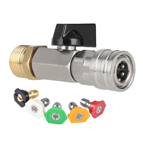 ClAZTyict Schnellanschluss-Hochdruck-Kugelhahn-Schaltkit für Power-Washer-, 1/4" Anschluss und M22 14mm mit Düse von ClAZTyict