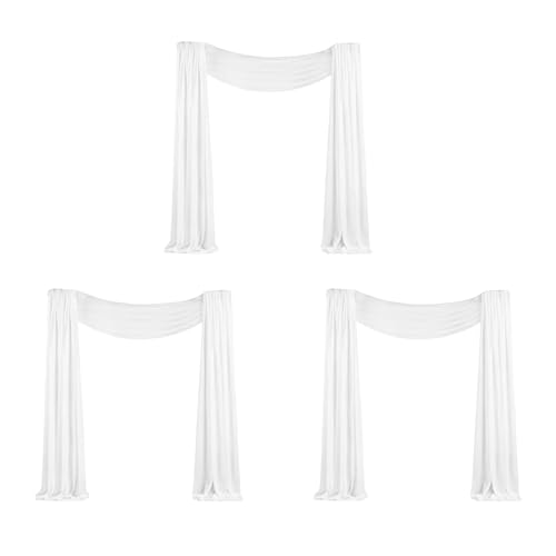 ClAZTyict Stoff zum Drapieren Von Hochzeitsbögen, 3 Stoffbahn, 75 cm X 6 M, Weißer, Durchsichtiger Chiffonvorhang für die Hochzeitszeremonie von ClAZTyict