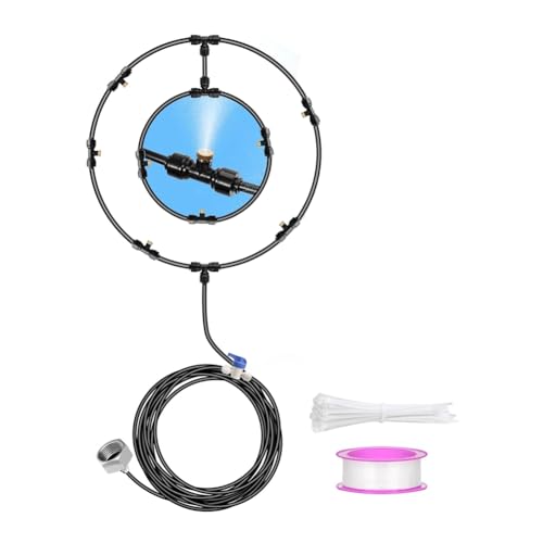 ClAZTyict Ventilator-Nebelset für die Außenterrasse, Wasserzerstäuber Zur Kühlung, Außenventilator-Nebelkühlsystem, 26,3 Ft Nebelleitung von ClAZTyict