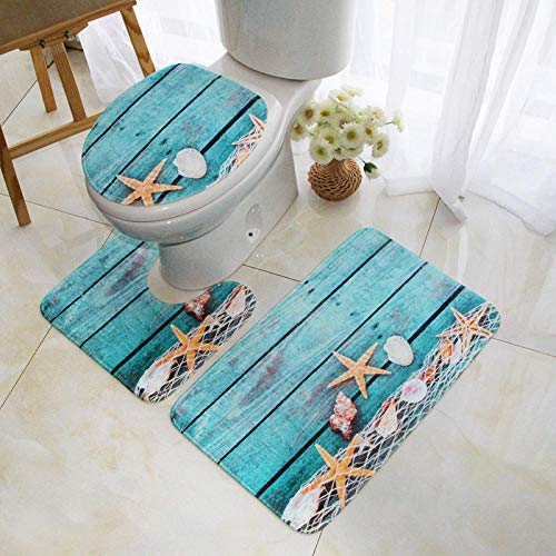 Claean-Acces-Home Toilettenvorleger Mit Ausschnitt Badezimmerteppich Badematte Anti-Rutsch-Toilettenteppiche Wohnkultur Für Saugfähigen Weichen Fuß-Hx_3 Stück Pro Set von Claean-Acces-Home