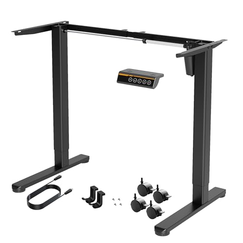 ClClaiks Höhenverstellbarer Schreibtischgestell mit Dual-Motor – Elektrisch verstellbar von 72 cm bis 118 cm – Tischgestell für Tischplatten von 100–160 cm (ohne Platte) C-förmiges Schwarz von Claiks