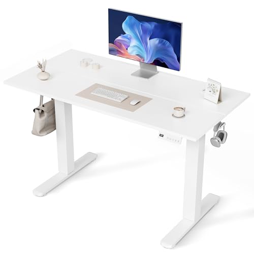 Claiks Elektrisch Höhenverstellbarer Schreibtisch 120×60 cm (FSC®) - Steh-Sitz-Tisch mit Kabelmanagement & Memory-Funktion Leiser Motor für Homeoffice Ergonomisches Design Weiß von Claiks