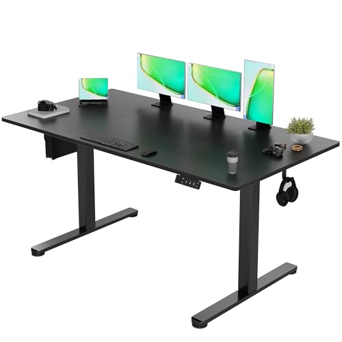 Claiks Höhenverstellbarer Schreibtisch 140x70cm, Schreibtisch Höhenverstellbar Elektrisch, Steh-Sitz Tisch mit 2 Haken und 3 Memory-Funktion, Stehpult Verstellbarer Computertisch,Standing Desk,Schwarz Claiks Höhenverstellbarer Schreibtisch 140x70cm, Schreibtisch Höhenverstellbar Elektrisch, Steh-Sitz Tisch mit 2 Haken und 3 Memory-Funktion, Stehpult Verstellbarer Computertisch,Standing Desk,Schwarz von Claiks