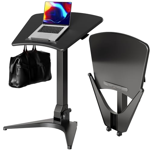 Claiks Mobiler Laptoptisch Höhenverstellbar (FSC®) 75×45cm Klappbar & Rollen für Flexibles Homeoffice 90° Neigbare Platte Leicht & Platzsparend Perfekt für Couch, Bett & Tiny Office (Schwarz) von Claiks