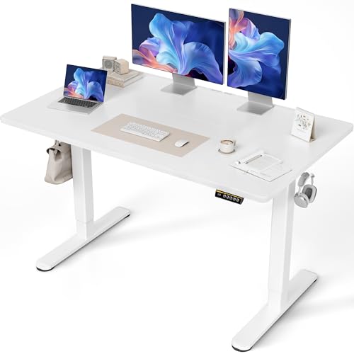 Claiks Elektrisch Höhenverstellbarer Schreibtisch 140×70 cm (FSC®) - Steh-Sitz-Tisch mit Kabelmanagement & Memory-Funktion Leiser Motor für Homeoffice Ergonomisches Design Weiße Arbeitsplatte von Claiks