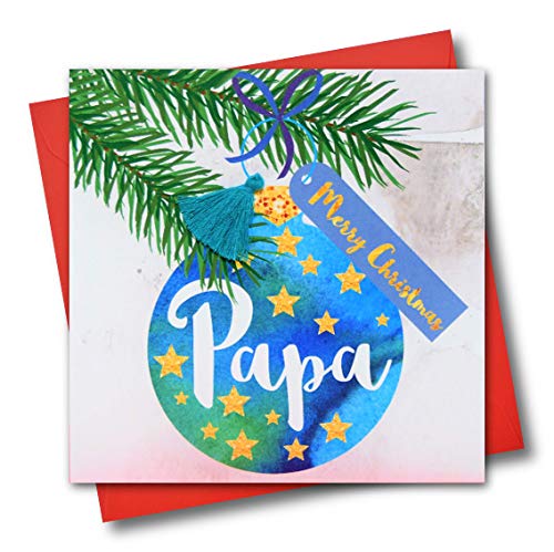 Claire Giles XTA029 Weihnachtskarte mit Aufschrift "Merry Christmas, Papa Christbaumkugel" von Claire Giles