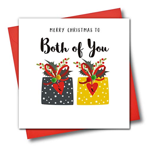 Weihnachtskarte, verziert, Aufschrift"Merry Christmas To Both of You", Geschenke von Claire Giles