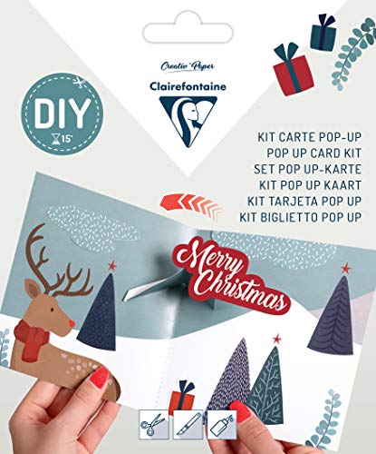 Clairefontaine 20020C Set Pop-up mit 1 Karte 13,5 x 13,5 cm + 1 Umschlag 14 x 14 cm, Elemente zum Ausschneiden, 1 Set, Weihnachten von Clairefontaine