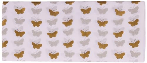 Clairefontaine 22473-WC - Packung mit 6 Blatt Seidenpapier 50x70 cm, weiß mit Schmetterlingen mit Metallic-Effekt von Eurowrap