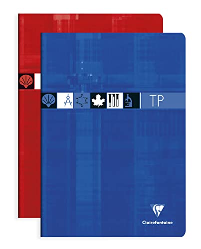 Clairefontaine 3168C - Ein praktisches Arbeitsnotizheft 21x29,7 cm 80 Seiten klein und unbedruckt - Zufälliger Einband Zufällige Farbe - Rot oder Blau von Clairefontaine