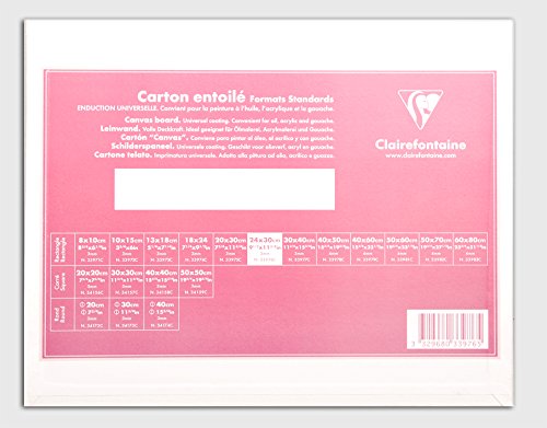 Clairefontaine 33976C Leinwand (3 mm, Hochformat, 24 x 30 cm, ideal für Nasstechniken, praktisch und einfach zu verwenden) weiß von Clairefontaine