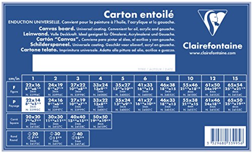 Clairefontaine 33995C Leinwand (3 mm, Querformat, 22 x 14 cm, ideal für Nasstechniken, praktisch und einfach zu verwenden) weiß von Clairefontaine