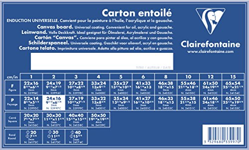 Clairefontaine 33997C Leinwand (3 mm, Querformat, 24 x 16 cm, ideal für Nasstechniken, praktisch und einfach zu verwenden) weiß von Clairefontaine