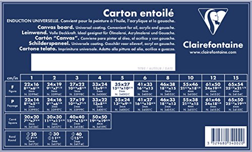 Clairefontaine 34002C - Leinwand (3 mm, Querformat, 35 x 27 cm, ideal für Nasstechniken, praktisch und einfach zu verwenden) weiß von Clairefontaine