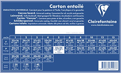 Clairefontaine 34003C Leinwand (3 mm, Querformat, 35 x 24 cm, ideal für Nasstechniken, praktisch und einfach zu verwenden) weiß von Clairefontaine