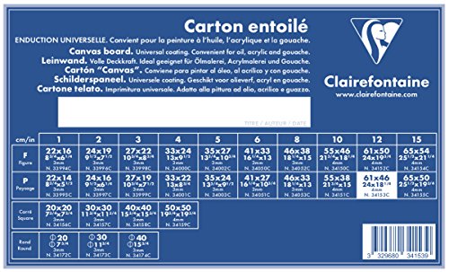 Clairefontaine 34153C Leinwand (4 mm, 61 x 46 cm, Landschaft 12 P, ideal für Nasstechniken, praktisch und einfach zu verwenden) weiß von Clairefontaine