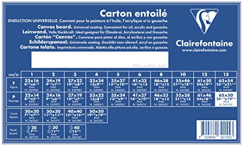 Clairefontaine 34155C Leinwand (4 mm, Querformat, 65 x 50 cm, ideal für Nasstechniken, praktisch und einfach zu verwenden) weiß von Clairefontaine