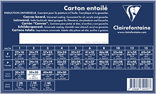 Clairefontaine 34157C Leinwand (3 mm, 30 x 30 cm, viereckig, ideal für Nasstechniken, praktisch und einfach zu verwenden) weiß von Clairefontaine