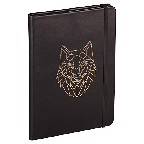 Clairefontaine 400130C Notizbuch aus Leder, Hardcover, 144 Seiten, A5 (14,8 x 21 cm), liniert, Ledereinband, Motiv: Wolf von Clairefontaine