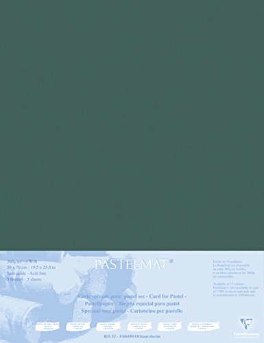 Clairefontaine 496009C Zeichenbögen (Packung mit 5 Bögen Pastelmat auf Karton kaschiert, 1800 µm, 50 x 70 cm, ideal für Trockentechniken und Pastell) anthrazit von Clairefontaine