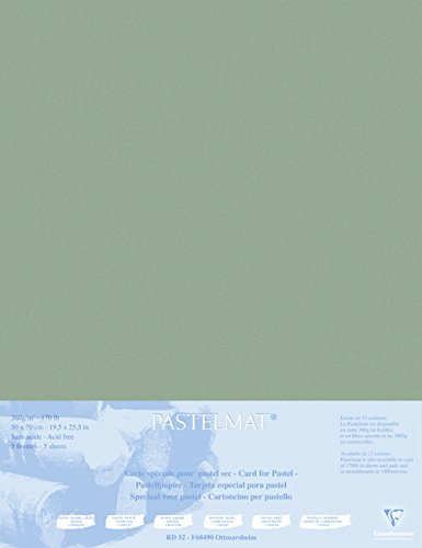 Clairefontaine 496019C Packung (mit 5 Zeichenbögen Pastelmat auf Karton kaschiert 1800 µm, 50 x 70 cm, ideal für Trockentechniken und Pastell) dunkelgrau von Clairefontaine