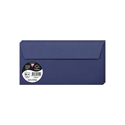 Clairefontaine 5645C - Packung mit 20 Umschläge Pollen in Format DL, 110 x 220 mm, 120g, ideal für Einladungen und Korrespondenz, Königsblau, 1 Pack von Clairefontaine