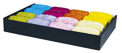 Clairefontaine 611401C Packung (mit 16 Spulen aus Bast, ideal für Ihre Geschenke oder Bastelnprojekte, matt, 13mm x 20m) 16 Stück farbig sortiert von Clairefontaine
