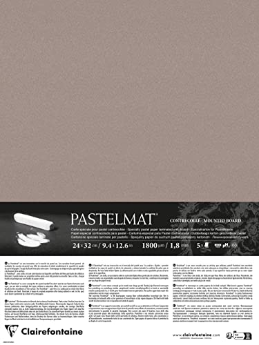 Clairefontaine 796019C - Packung mit 5 Bogen Pastelmat kaschiert, DIN A4+, 24x32cm, praktisch und sicher, 360g, Dunkelgrau, 1 Pack von Clairefontaine