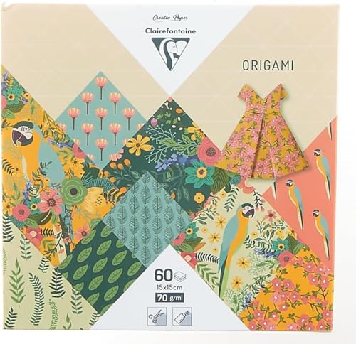 Clairefontaine 95351C Pack mit 60 Bögen Origamipapier (70 g, 15 x 15 cm, Kiribati) 1 Pack von Clairefontaine
