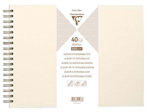Clairefontaine 95433C - Album DIY zum Personalisieren, 40 Blatt weiß 200g im Format 32x24 cm, fester Umschlag, Elfenbeinperlmutt, 1 Stück von Clairefontaine