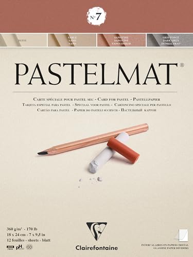 Clairefontaine 96052C Bloc Collé Pastelmat n°7 - 12 Feuilles Carte Spéciale pour Pastels Secs - 18x24 cm 360g - 4 Couleurs Assorties - Intercalaires en Papier Cristal Clairefontaine 96052C Bloc Collé Pastelmat n°7 - 12 Feuilles Carte Spéciale pour Pastels Secs - 18x24 cm 360g - 4 Couleurs Assorties - Intercalaires en Papier Cristal von Clairefontaine