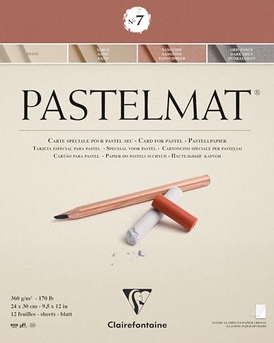 Clairefontaine 96053C Bloc Collé Pastelmat n°7 - 12 Feuilles Carte Spéciale pour Pastels Secs - 24x30 cm 360g - 4 Couleurs Assorties - Intercalaires en Papier Cristal Clairefontaine 96053C Bloc Collé Pastelmat n°7 - 12 Feuilles Carte Spéciale pour Pastels Secs - 24x30 cm 360g - 4 Couleurs Assorties - Intercalaires en Papier Cristal von Clairefontaine
